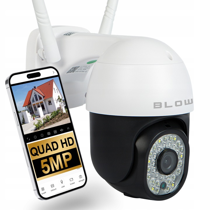 Камера за наблюдение Blow PTZ 5MP бяла 4mm 20x20m