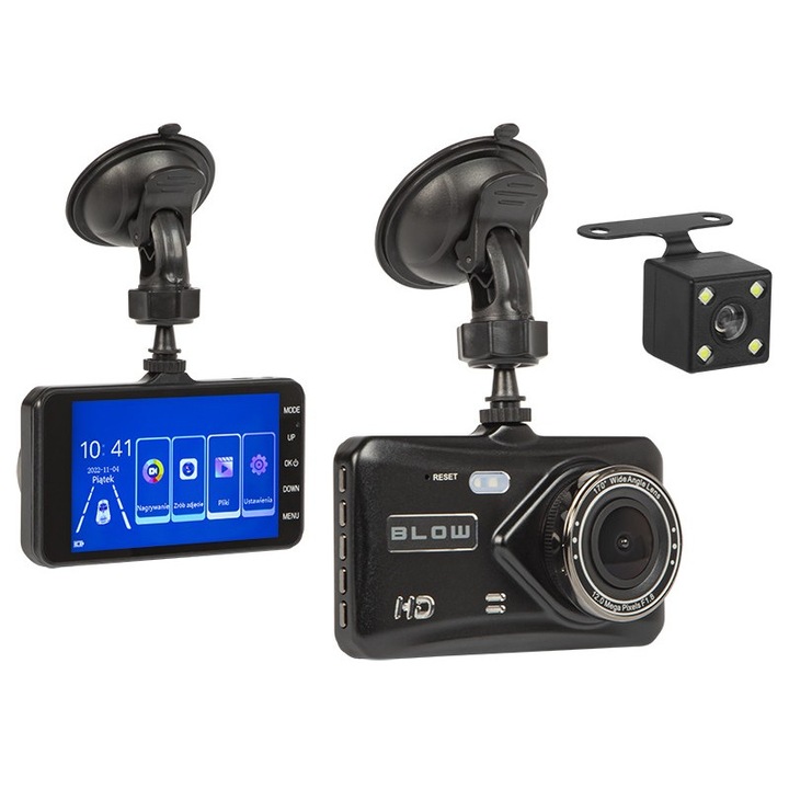 Camera auto Blow F800, dual, Full HD, ecran tactil 4", negru, 110x61x31mm