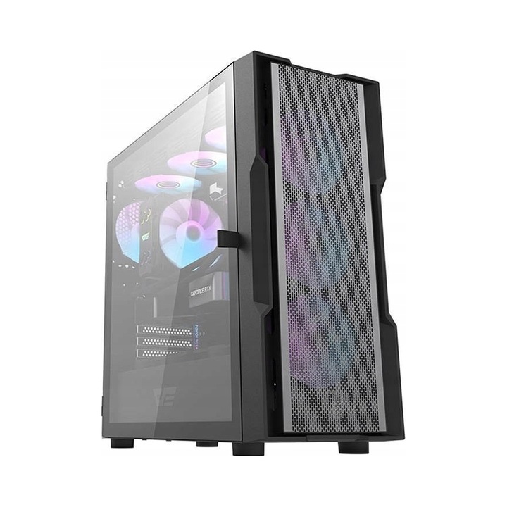 Кутия за компютър Darkflash DK431 Mesh, черна, 470x205x485мм, закалено стъкло, Middle Tower