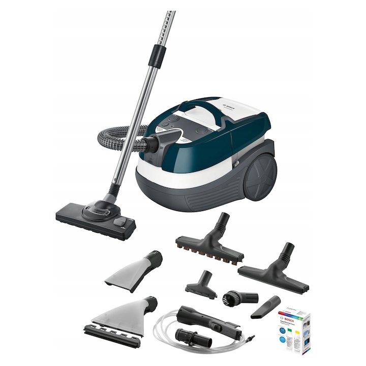 Мултифункционална прахосмукачка Bosch AquaWash&Clean 1700W бяло зелено 49x35x36cm 5L