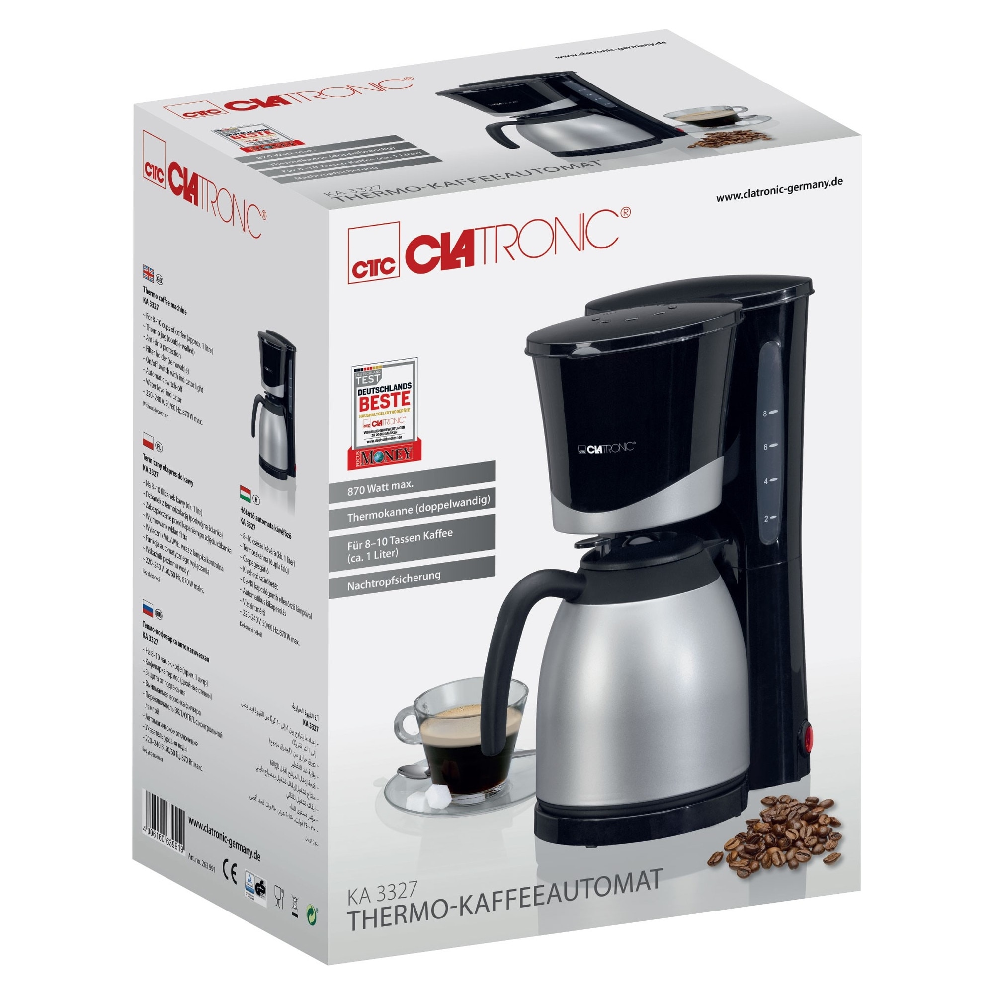 Cafetiera Clatronic KA, 1L, negru, 870W