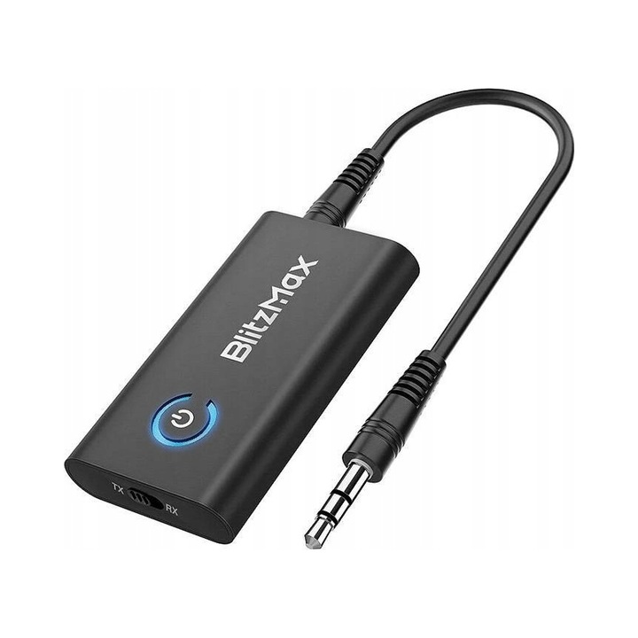 Bluetooth 5.2 adó-vevő Blitzwolf BT05, aptX, 250mAh, fekete