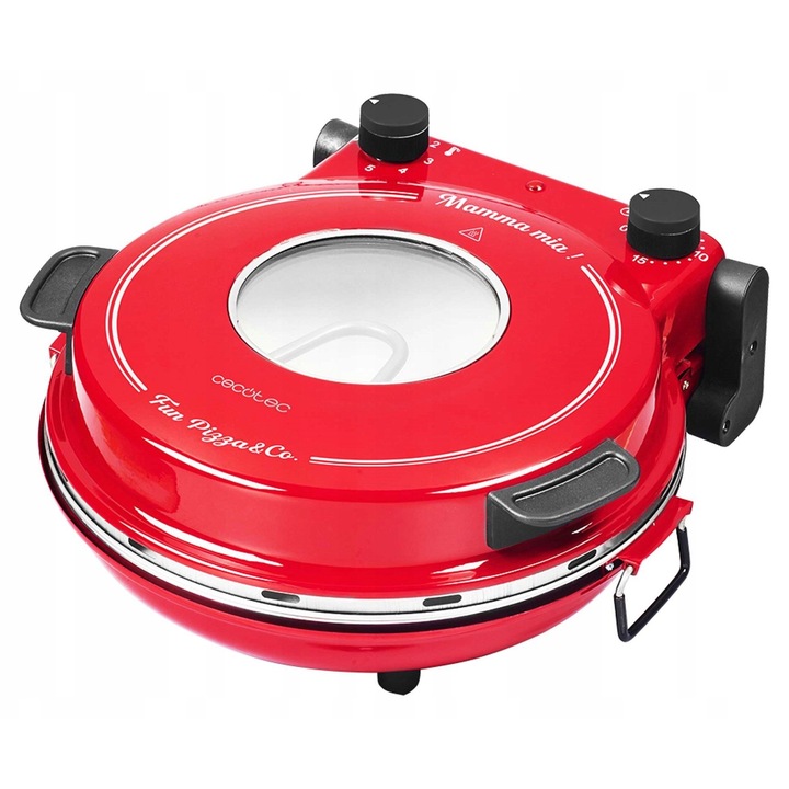Cecotec Mamma Mia Vista pizzasütő, 1200W, piros, 32cm