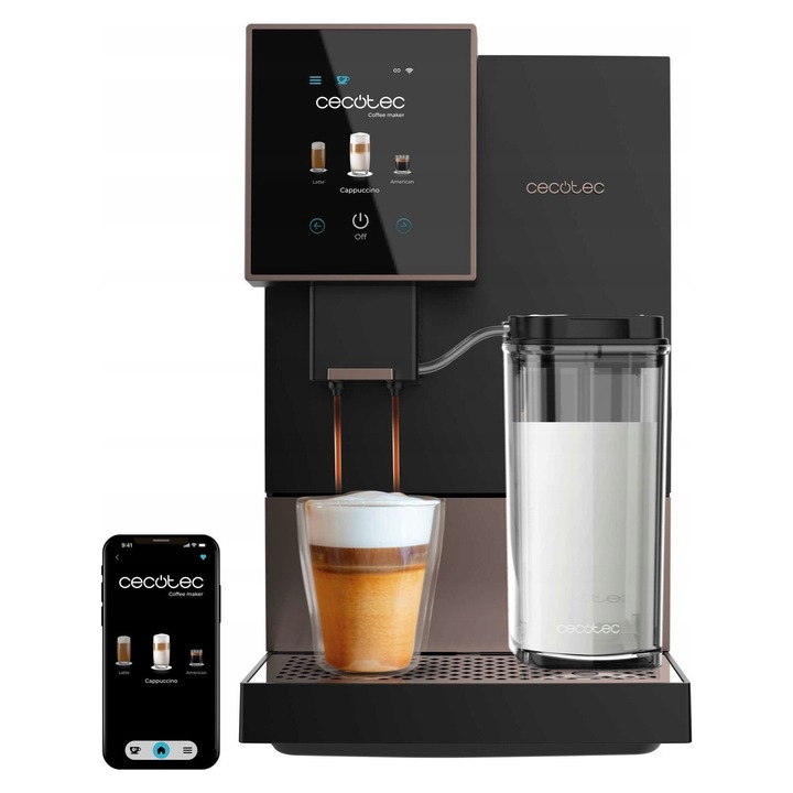 Espressor automat Cecotec Compactccino Connected negru 19x40x32cm 1350W