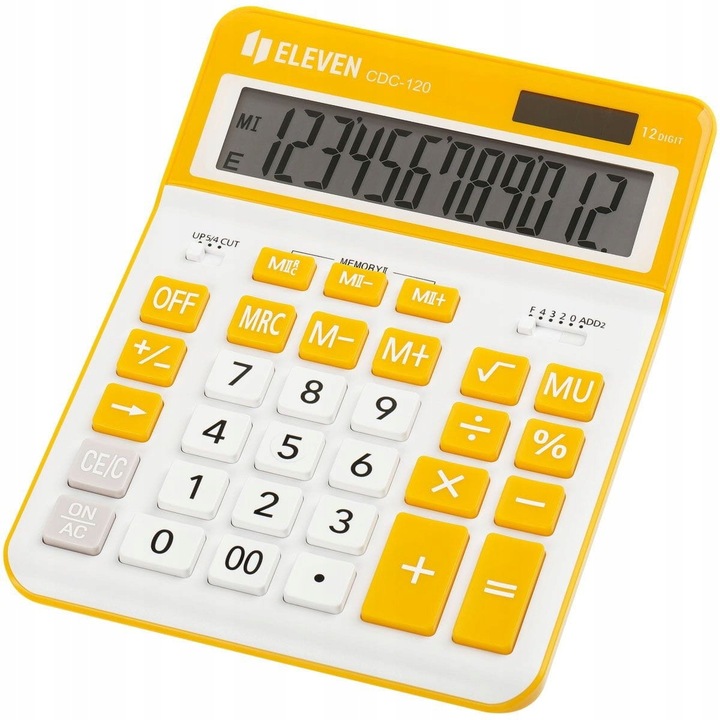 Калкулатор за бюро Eleven, 12 цифри, бяло-жълт, 15.5x20.4x3.3см