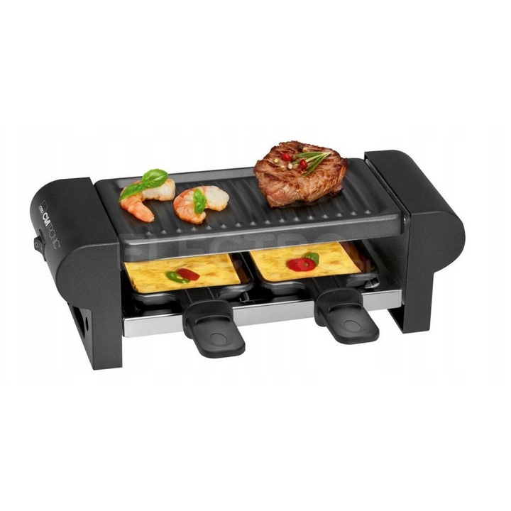 Grill electric Clatronic RG 3592, compact, negru, 30x10.5x10.5cm, set 2 tigai nonaderente