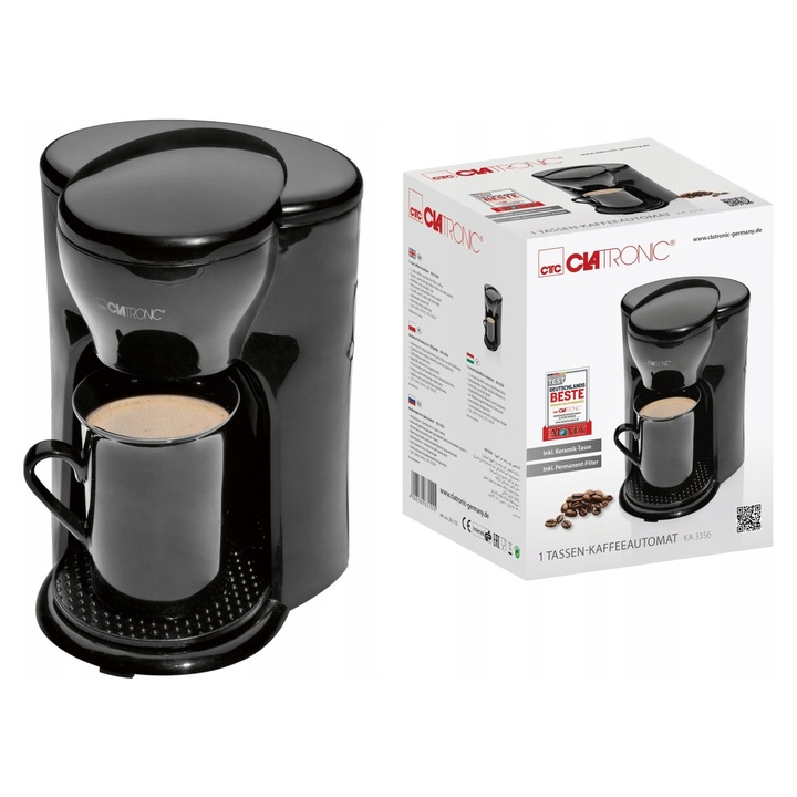 Espressor cafea Clatronic KA 33, 125ml, 300W, negru, 13x17.5x15.5cm