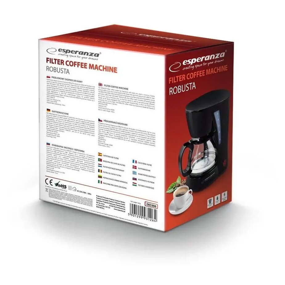Espressor cafea filtru Esperanza Robusta automat negru 0.6l