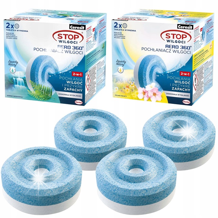 Tablete rezerve Ceresit Aero 360 set 4 buc parfum cascade si flori 450g