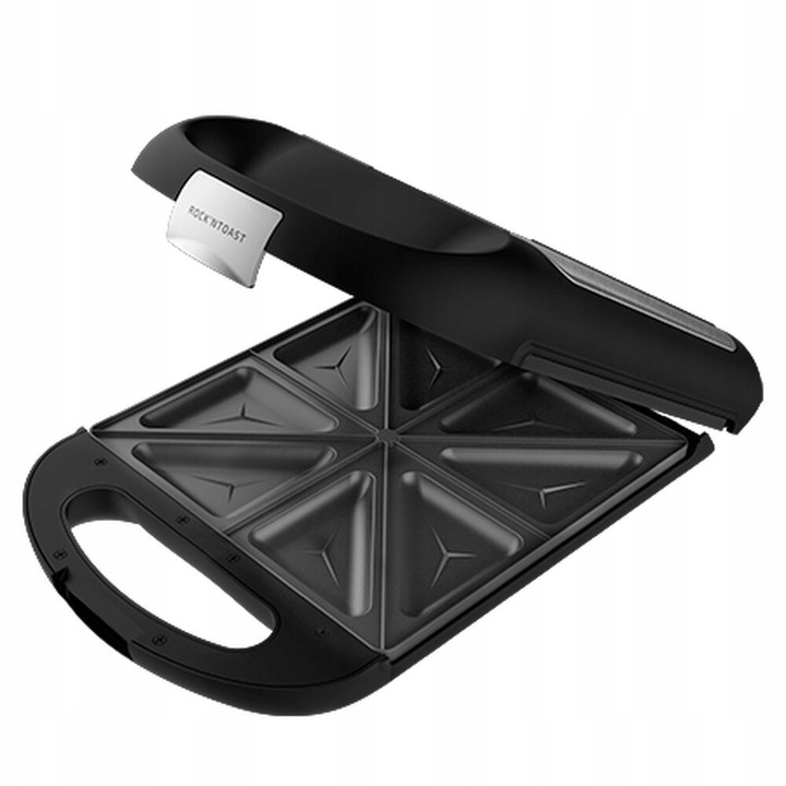 Opiekacz pentru sandvisuri Cecotec RocknToast Family, 1500W, 4 sandvisuri, negru inox, 31x23cm