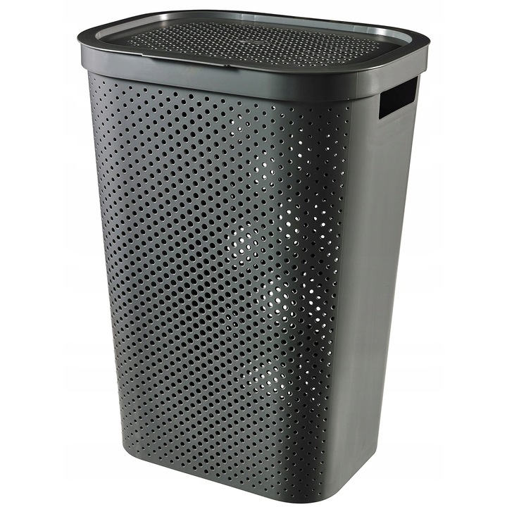 Cos rufe Curver Infinity Recycled 60L gri inchis 44x35x60,5cm