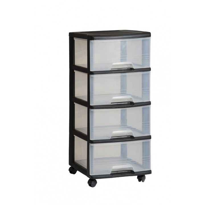 Мобилна етажерка Curver с 4 прозрачни чекмеджета 20L черна 37x39x80.5cm