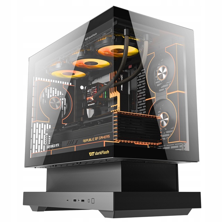 Кутия за компютър DarkFlash F1 черна ITX Midi 6 ARGB вентилатора