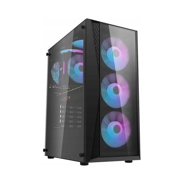 Кутия за компютър Darkflash DK352 Plus, 4 вентилатора, стъкло, черна, 39x20x45см