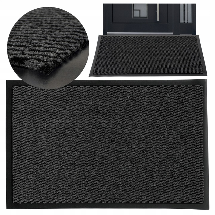 Входна изтривалка Deco4Home, противоплъзгаща, черно-сива, 120x180см
