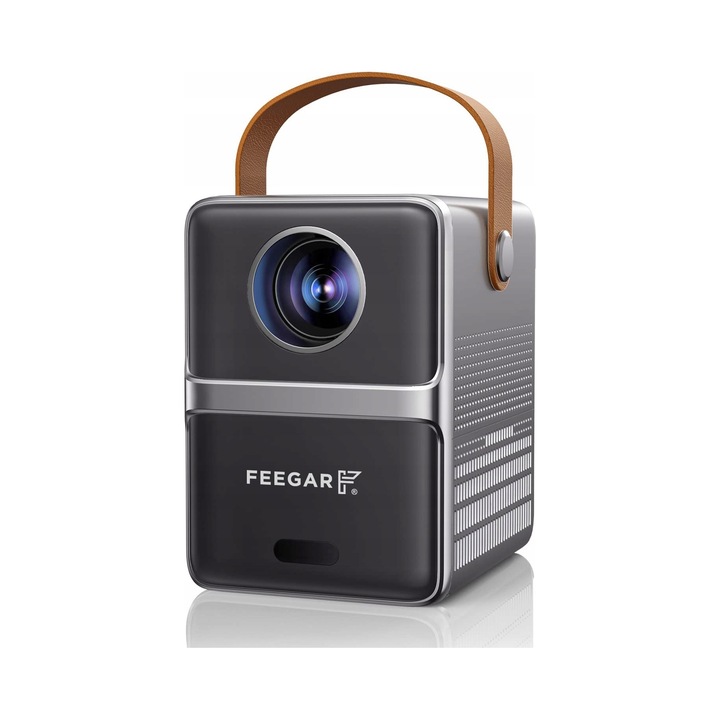 Мини преносим проектор Feegar SHOW, електрически фокус, Bluetooth 5.2, сребрист, 14.5x13x10 см