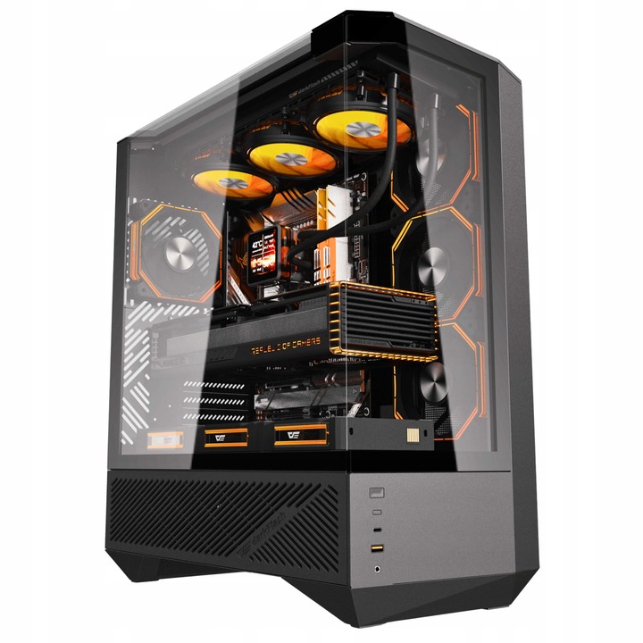 Кутия за компютър DarkFlash DY460, черна, 4 ARGB вентилатора, USB-C, ATX
