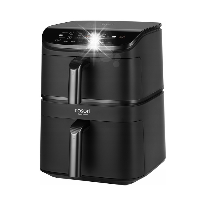 Friteuza fara ulei Cosori Turbo Tower, 10,8L, negru, 41,3x30x40,5cm