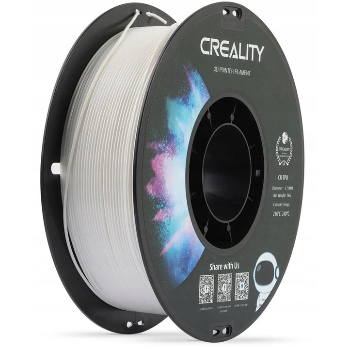 Filament TPU Creality 1.75mm fehér 1kg magas rugalmasság