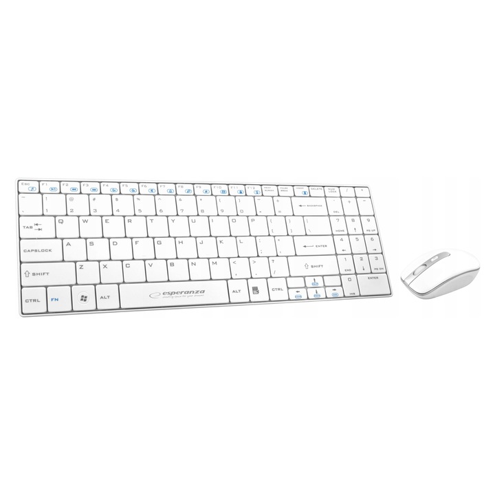 Комплект клавиатура и мишка Esperanza EK122W бял безжичен тънък