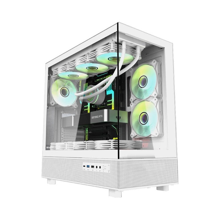 Кутия за компютър DarkFlash DPX90, бяла, ATX, 456x230x435mm, закалено стъкло, разширено пространство