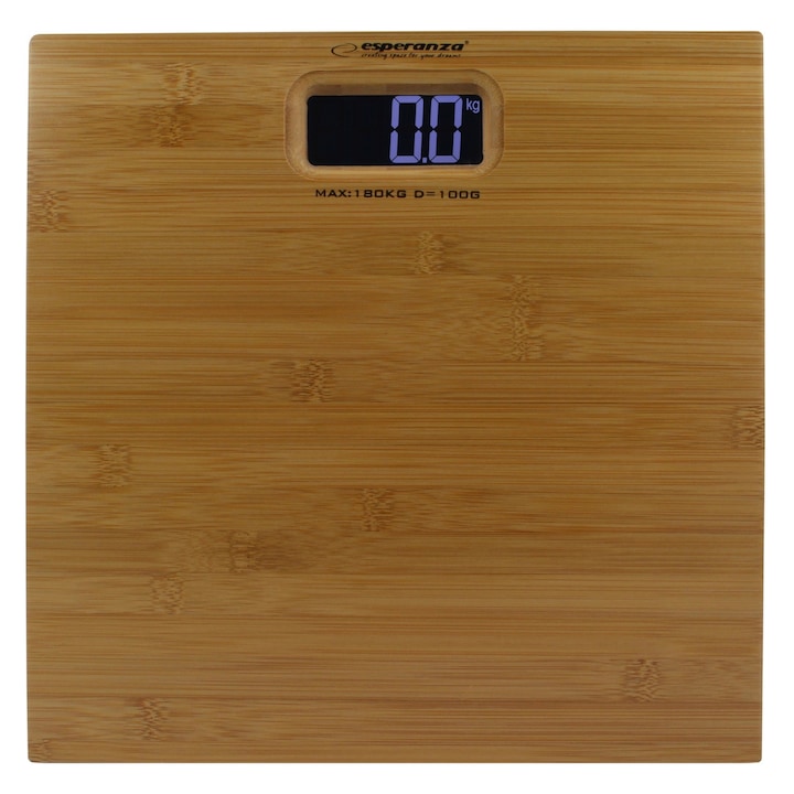 Дигитален кантар за баня Esperanza Bamboo, тънък, черен, 180кг