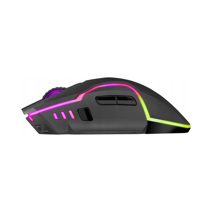 Безжична мишка Defender ONESHOT GM-067, 3200 DPI, черна RGB, 6 бутона, 300 mAh, 10x5cm