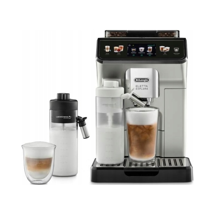 Еспресо машина DeLonghi Eletta Explore, 4 профила, бяла, 23x34x43см