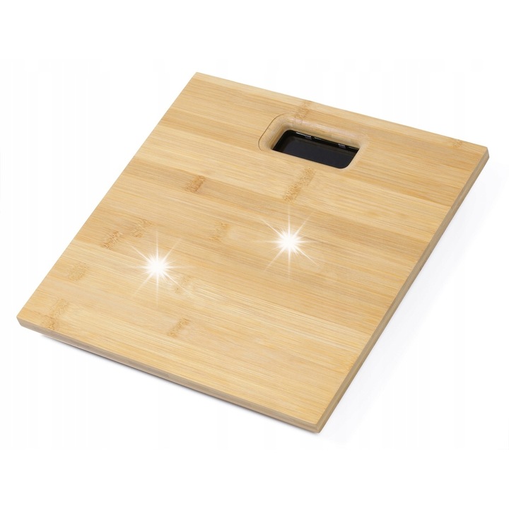 Кантар за баня Interlook бамбук естествен LED термометър 28x28cm