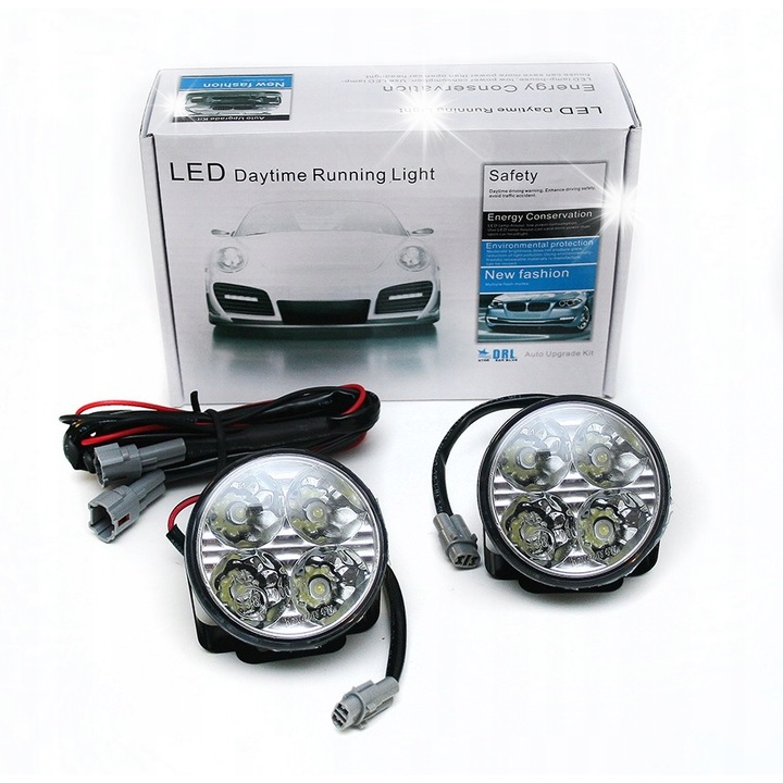 LED дневни светлини Interlook Premium кръгли ксеноново бели 70x45mm комплект