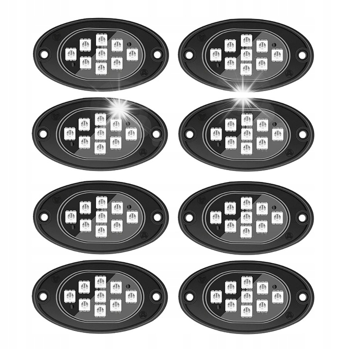 Set iluminare subcaroserie LED RGB Interlook 8 bucati multicolor 12V