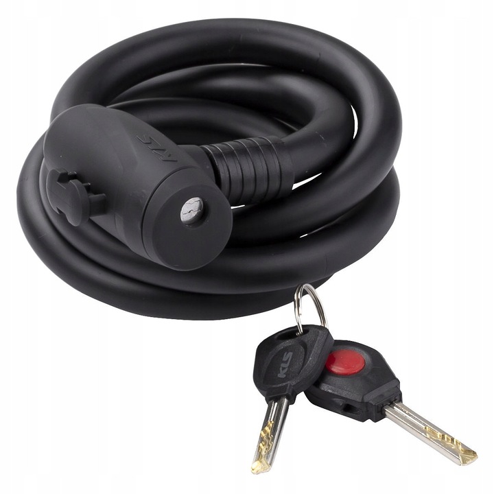 Спирална ключалка Kellys Hardcoil, черна, 150см, комплект 2 LED ключа