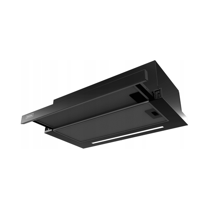 Вграден абсорбатор Kernau KTH10.261.2 B, черен, стъкло, 60x18.5x31-48см, 210-410м3/ч, 3 степени, LED 3000K