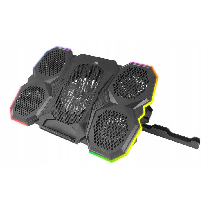 Охлаждаща подложка за лаптоп Esperanza LED RGB черна 39x25.5x3.8см 2 вентилатора 2 USB порта