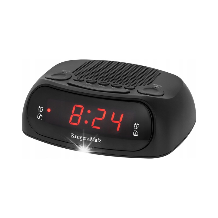 Radio cu ceas Kruger&Matz KM0824 dublu alarma memorie 20 posturi negru 9,8x12,8x4,8cm