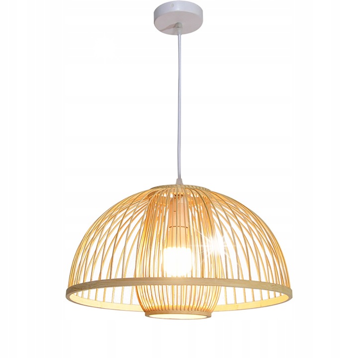 Висяща лампа Interlook естествен бамбук 43x23см, кабел 110см регулируем, E27