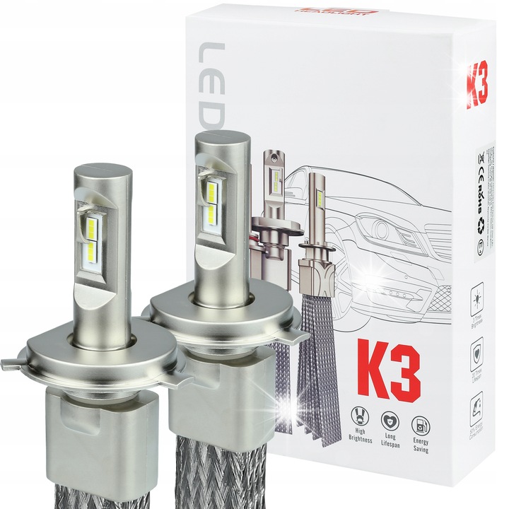 Becuri LED H4 Interlook K3 20000lm студено бяло 12V-24V комплект 2 бр.