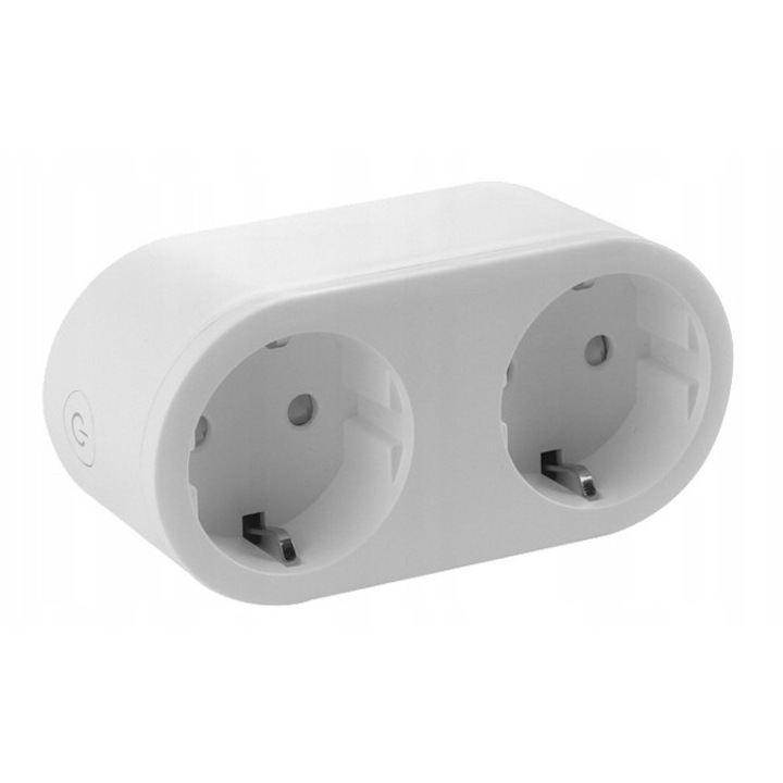 Умен двоен контакт Denver WiFi, таймер, бял, 10.8x5.3x8.5см