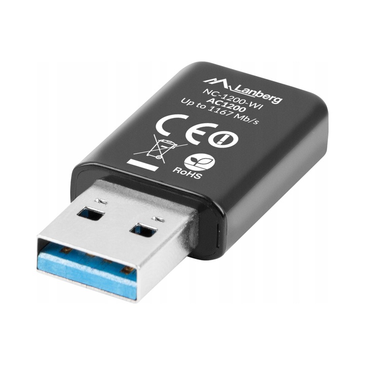 Безжична мрежова карта Lanberg USB AC1200 двубандова с 2 вътрешни антени, компактна