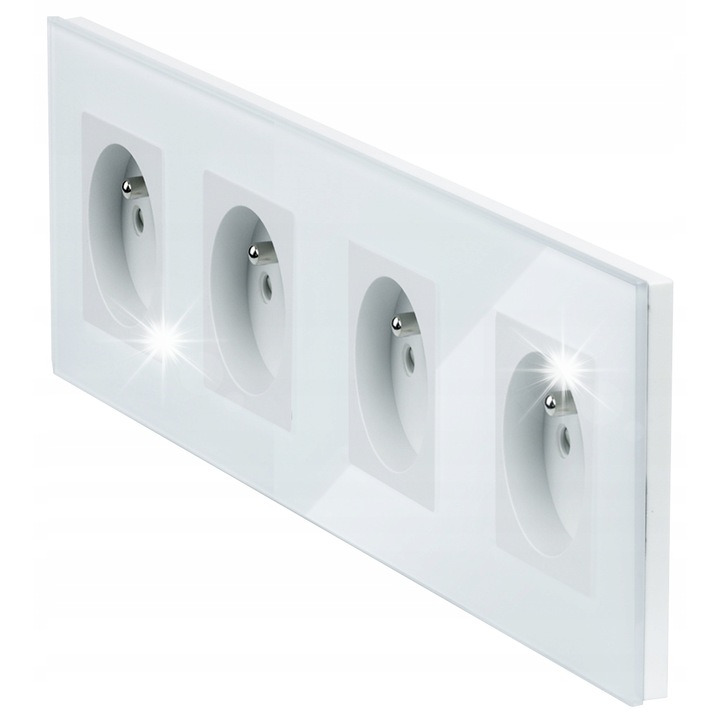 Двоен контакт Interlook с рамка от бяло закалено стъкло 294x86x10mm комплект