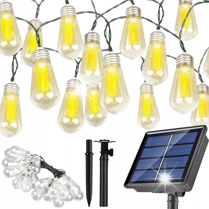 Соларна гирлянда Interlook 20 LED топло бяла 6м IP44