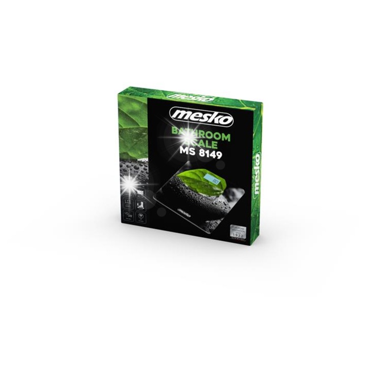 Кантар за баня Mesko MS 8149, закалено стъкло, 150кг, 100г