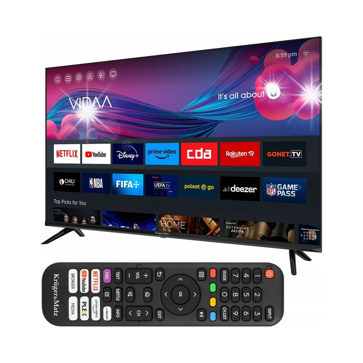Kruger Matz KM0243FHD-V Full HD 43 hüvelykes fekete Smart LED TV 955x555x85mm