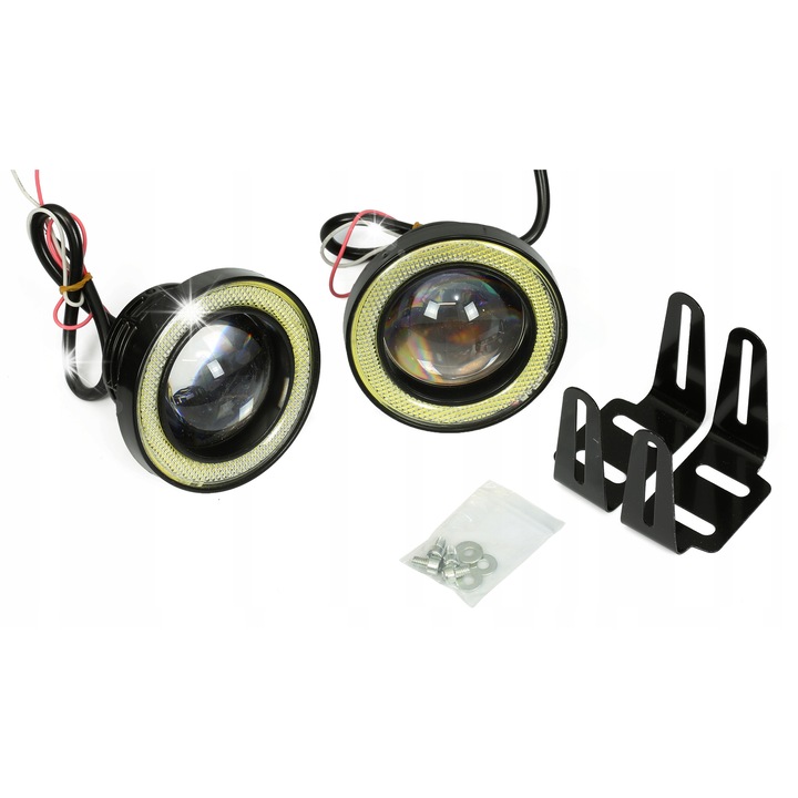 Комплект LED авто светлини Interlook 2в1, ксеноново бяло, 76x89мм