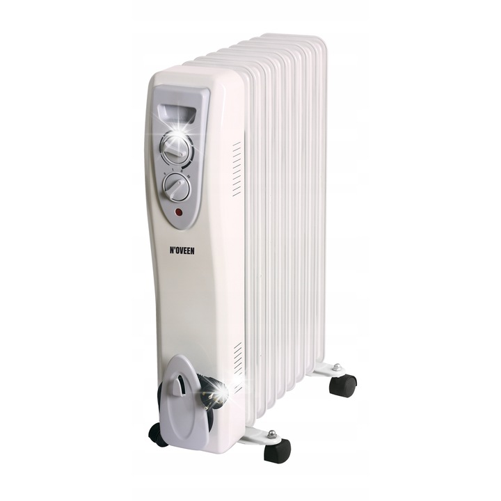 Електрически маслен радиатор N'oveen OH9 2000W, 9 ребра, бял, 44x29x61.5см