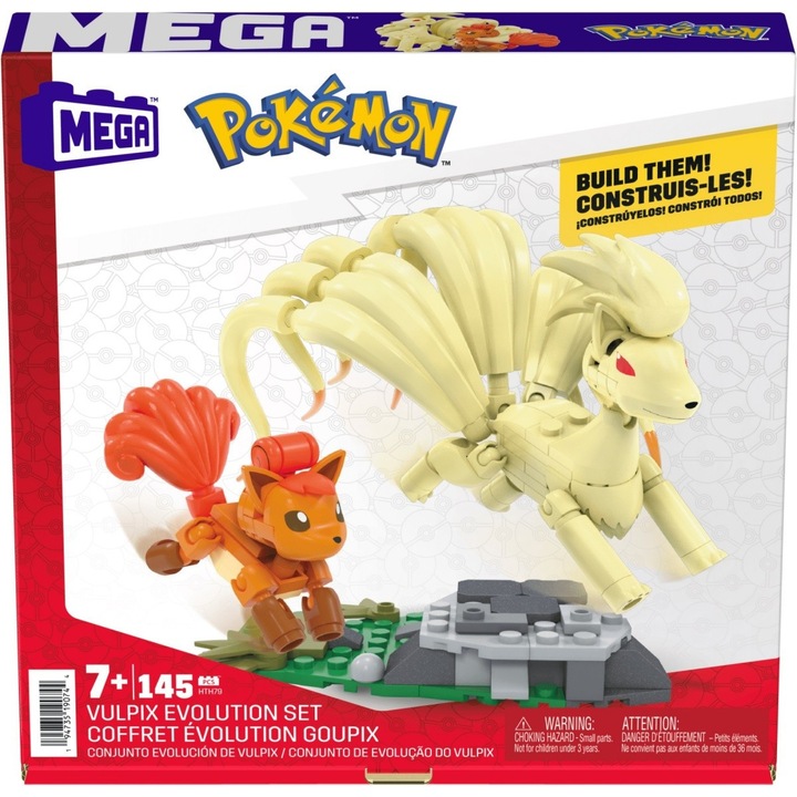 Set constructie Mega Construx Pokemon Vulpix Evolutie, 145 piese, multicolor, +7 ani