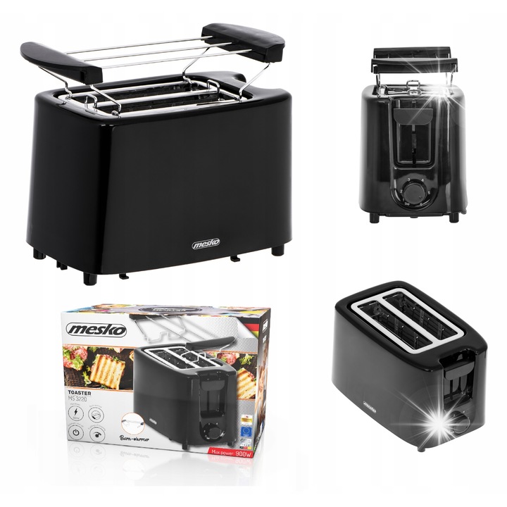 Toster Mesko 8AYK-4P 900W fekete 21.9x15.9x12.9cm 2 szeletes