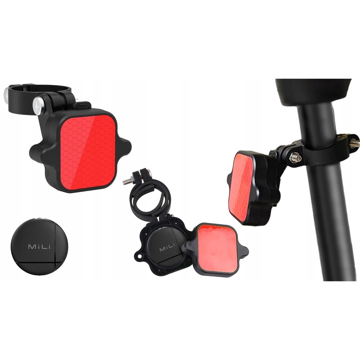 MiLi LiTag GPS helymeghatározó Bluetooth kerékpár hátsó lámpa, IP67 vízálló, 32x32x8.5mm
