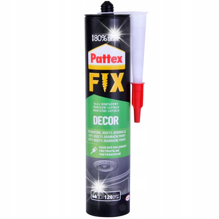 Комплект от 3 декоративни монтажни лепила Pattex Fix Decor, интериор, водоустойчиви, 380гр