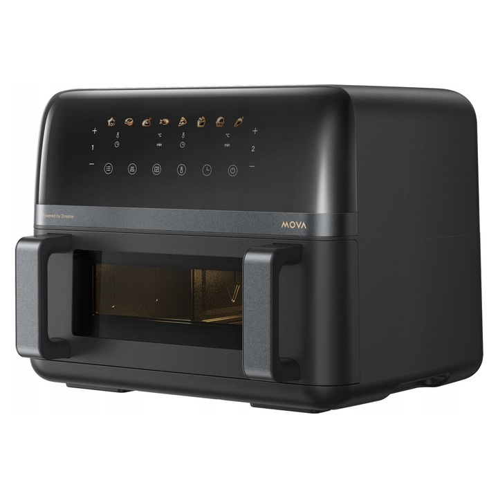 Friteuza fara ulei Mova AeroChef FD20 Pro, 9L FlexZone, 2700W, metalica, negru, 42.5x40.5x33cm